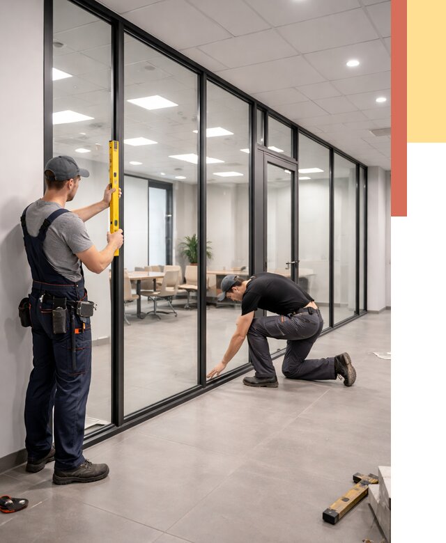 Каркасные стеклянные перегородки в Березниках под ключ от 9475 руб. | ОТДЕЛОЧНИК-Брз