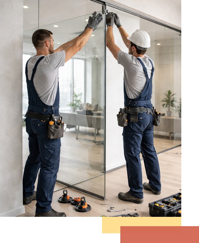 Безрамные стеклянные перегородки под ключ в Березниках