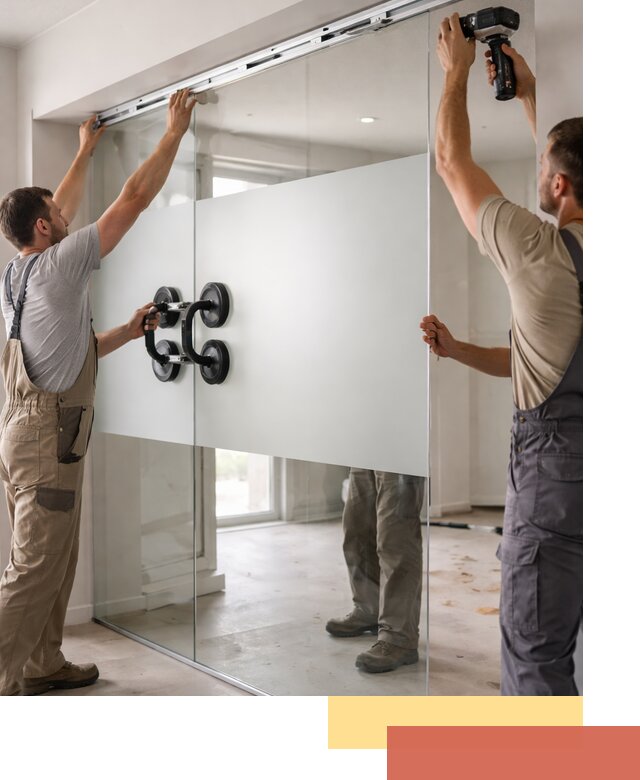 Матовые стеклянные перегородки под ключ в Березниках