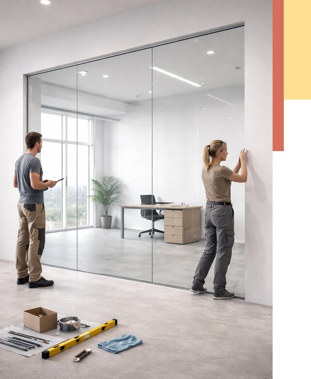 Перегородки из закаленного стекла в Березниках от 9784 руб. под ключ | ОТДЕЛОЧНИК-Брз