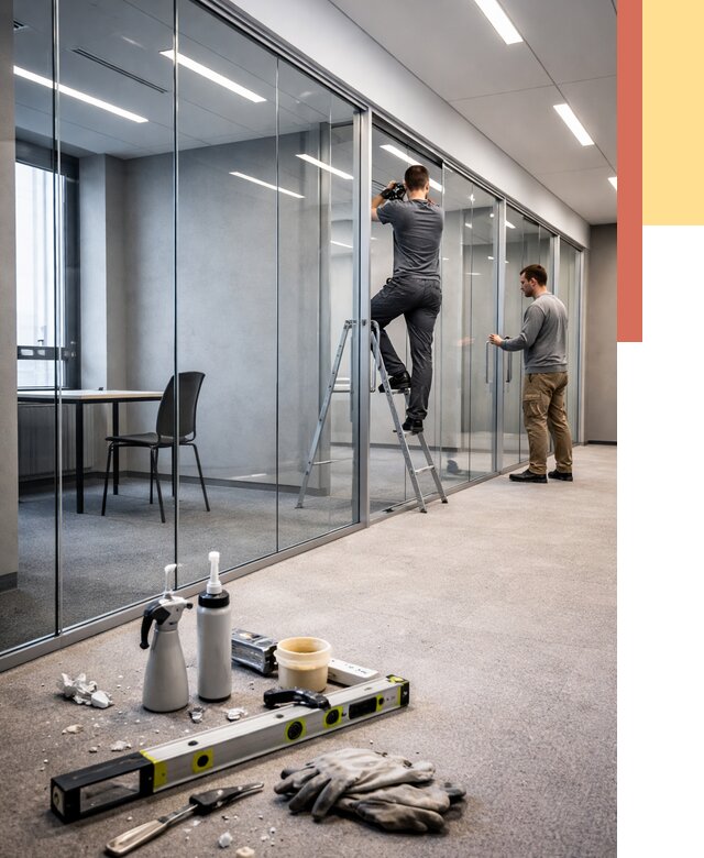 Стеклянные офисные перегородки в Березниках от 8754 руб. — монтаж и установка | ОТДЕЛОЧНИК-Брз