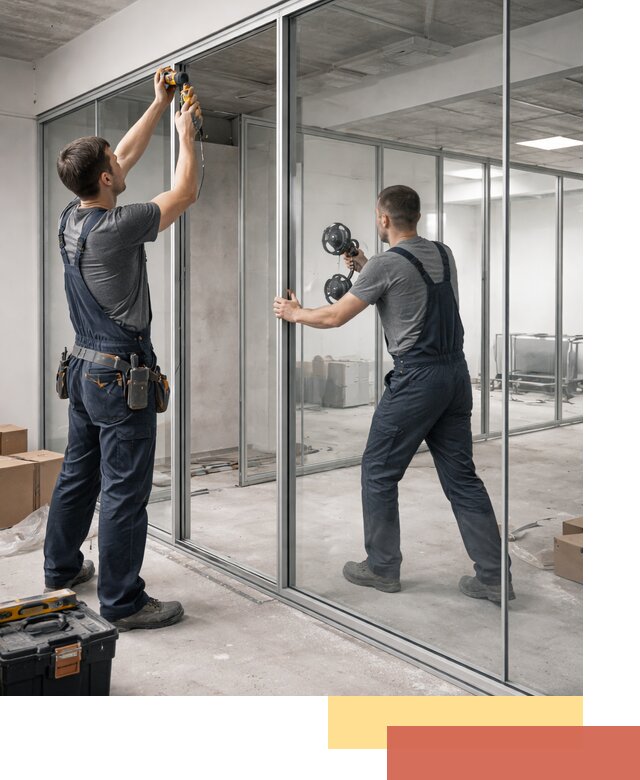 Алюминиевые перегородки со стеклом в Березниках — изготовление и монтаж