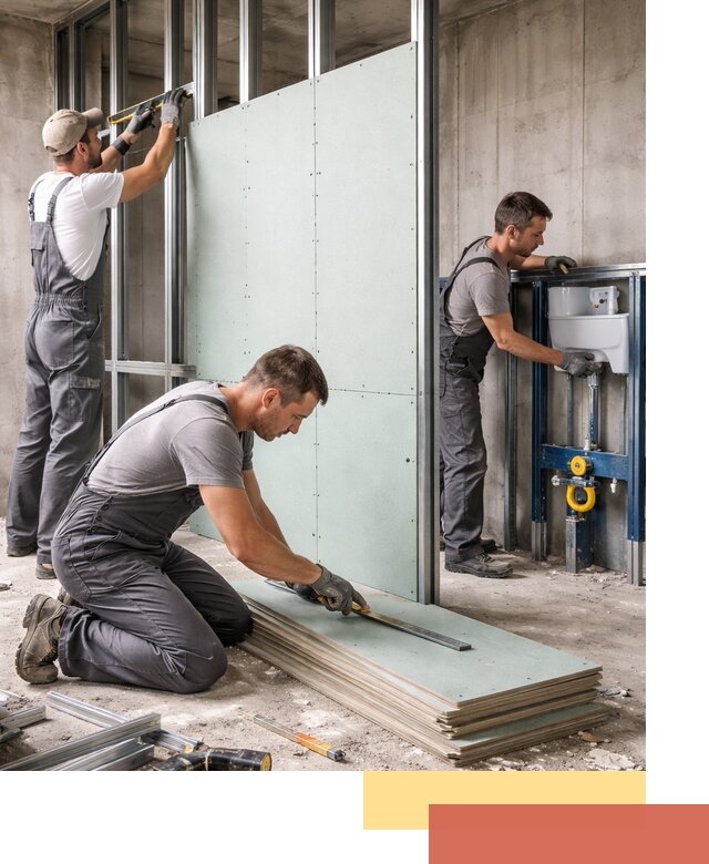 Монтаж и ремонт сантехнических перегородок в Березниках