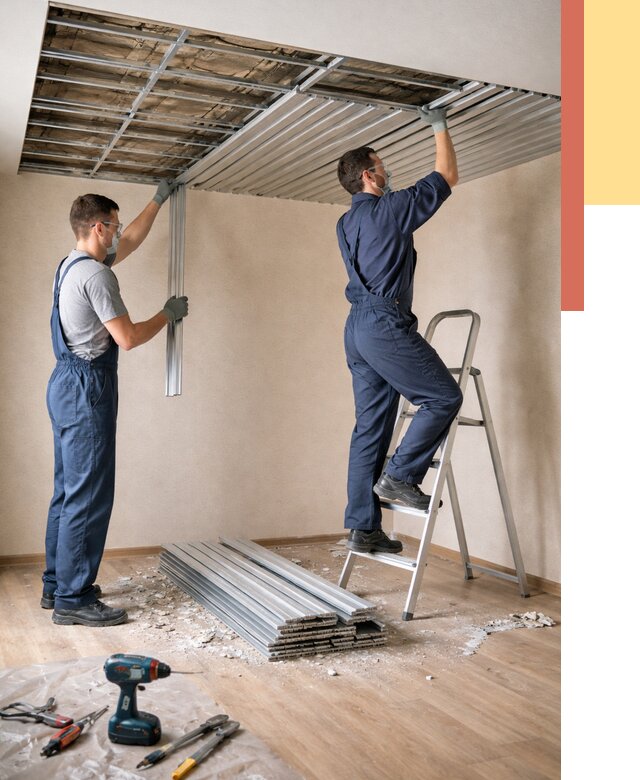 Демонтаж реечного потолка в Березниках от 4635 руб. быстро и недорого | ОТДЕЛОЧНИК-Брз