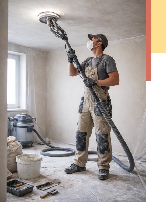 Шлифовка потолка в Березниках от 3605 руб. — услуги шлифования потолка | ОТДЕЛОЧНИК-Брз