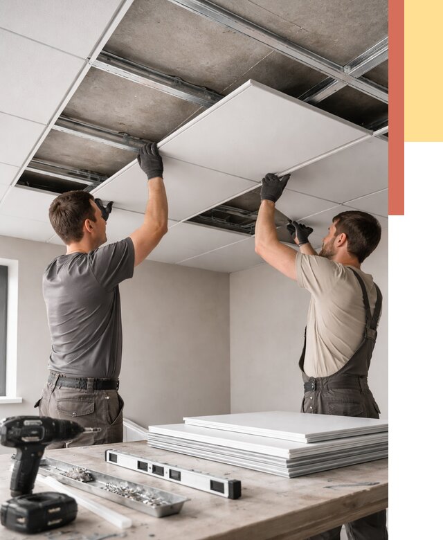 Монтаж кассетного потолка в Березниках от 4635 руб/м2 — установка и сборка | ОТДЕЛОЧНИК-Брз