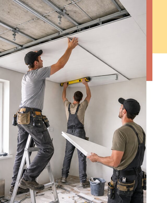 Монтаж потолка из ПВХ панелей в Березниках от 3605 руб./м2 — быстро и недорого | ОТДЕЛОЧНИК-Брз