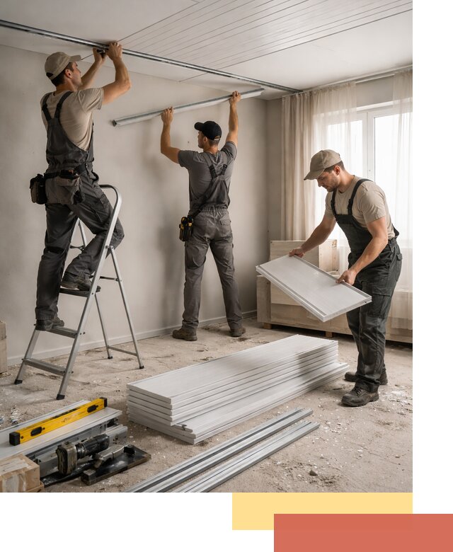 Монтаж потолка из ПВХ панелей в Березниках оперативно и качественно