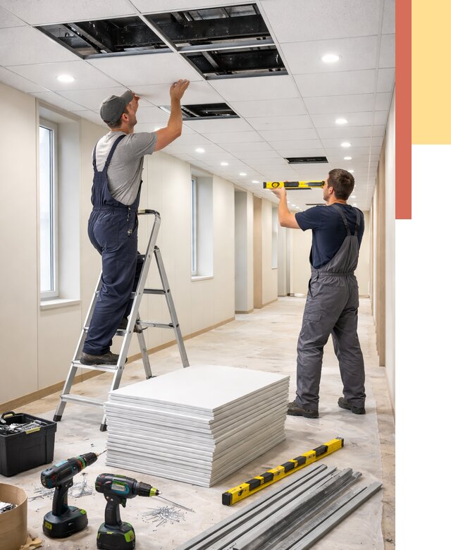 Ремонт потолка Армстронг в Березниках от 4635 руб. — быстро и недорого | ОТДЕЛОЧНИК-Брз