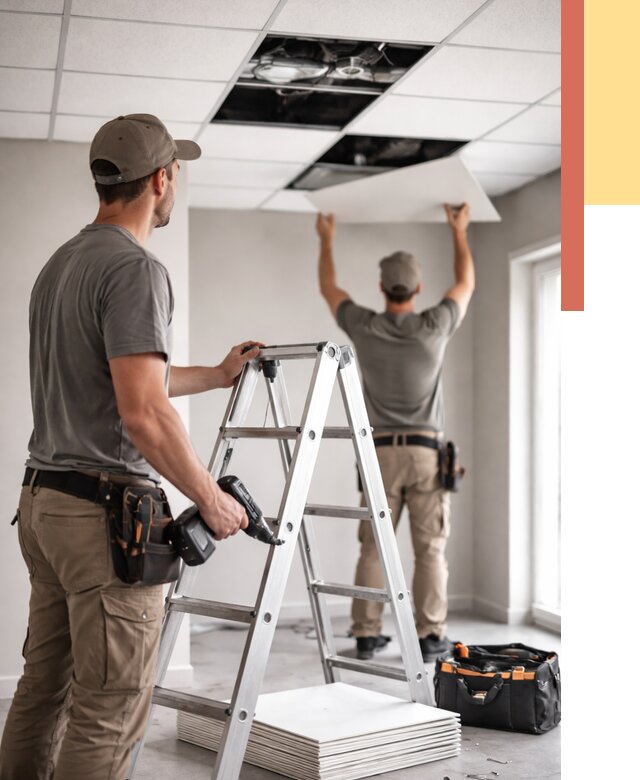 Обслуживание подвесного потолка в Березниках от 3605 руб. — быстро и недорого | ОТДЕЛОЧНИК-Брз