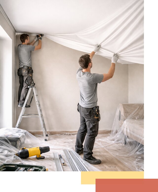 Монтаж тканевого натяжного потолка в Березниках недорого и быстро