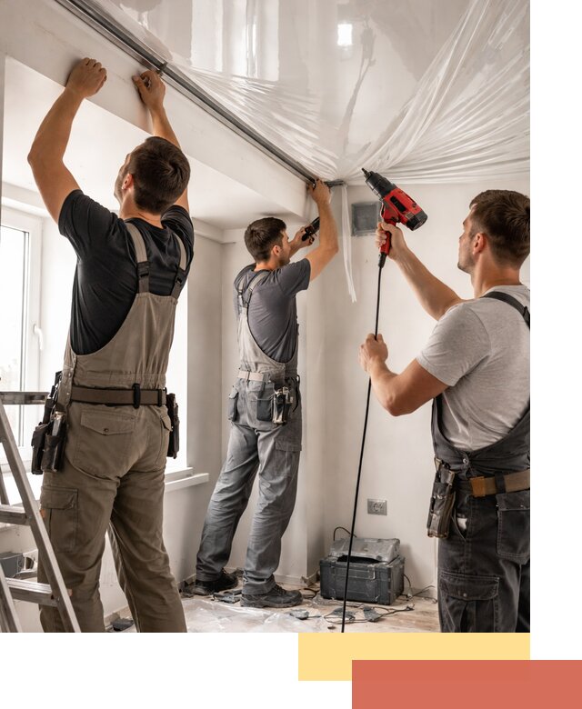 Монтаж глянцевого натяжного потолка в Березниках быстро и качественно