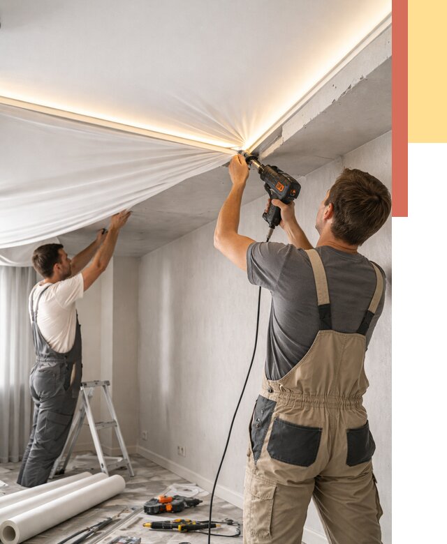 Монтаж натяжного потолка с подсветкой в Березниках от 978 руб. | ОТДЕЛОЧНИК-Брз