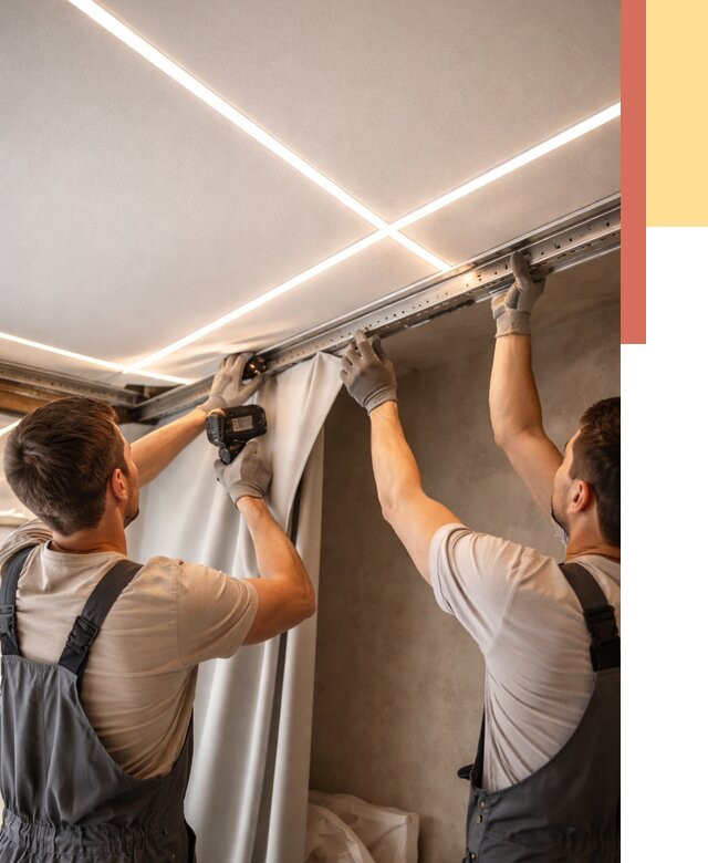 Монтаж натяжного потолка со световыми линиями в Березниках от 1236 руб. | ОТДЕЛОЧНИК-Брз