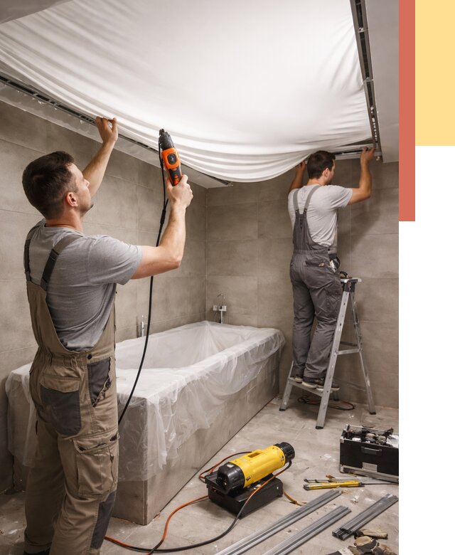 Монтаж натяжного потолка в ванной в Березниках от 1236 руб. под ключ | ОТДЕЛОЧНИК-Брз