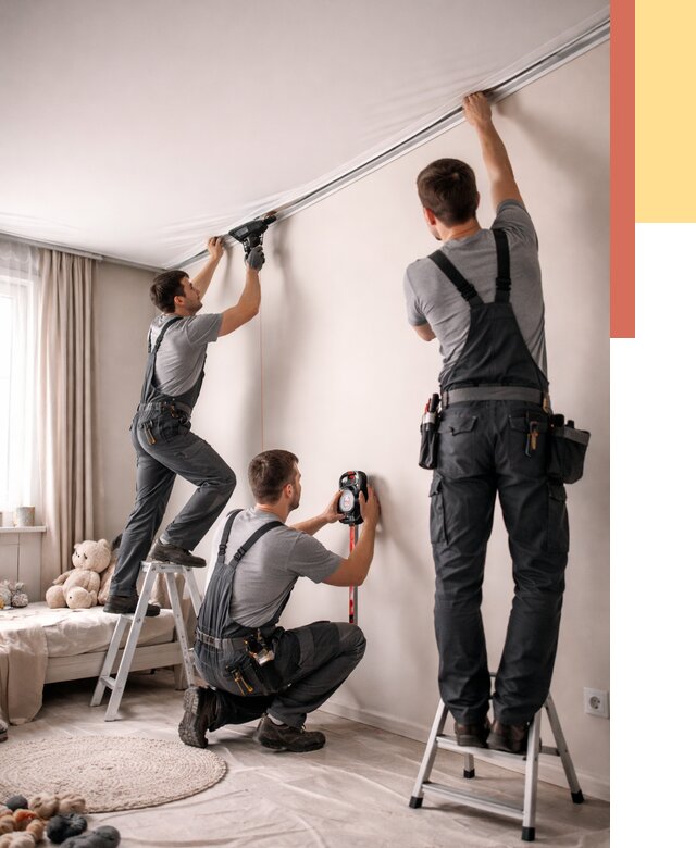 Монтаж натяжного потолка в детской в Березниках от 3605 руб. — быстро и недорого | ОТДЕЛОЧНИК-Брз