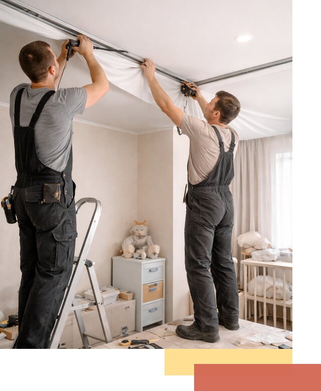 Монтаж натяжного потолка в детской комнате в Березниках