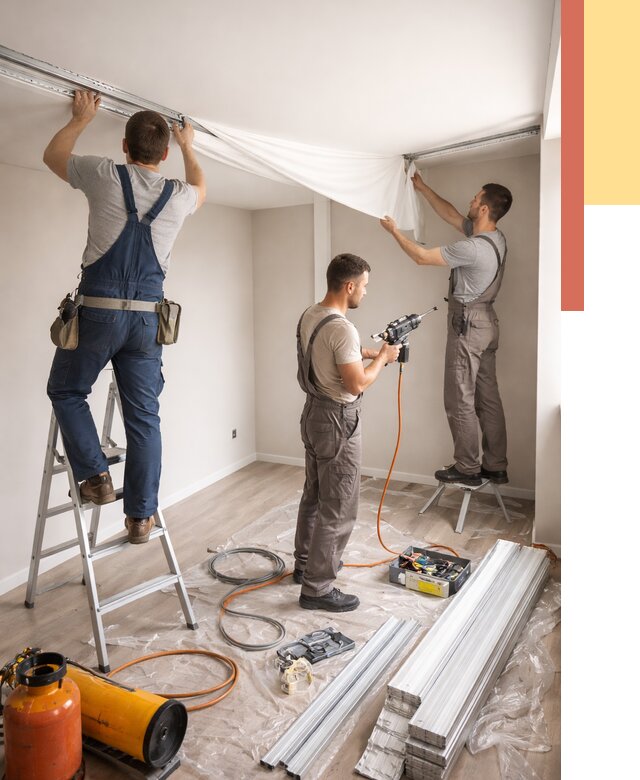 Монтаж натяжного потолка в студии в Березниках от 5664 руб. — быстро и недорого | ОТДЕЛОЧНИК-Брз