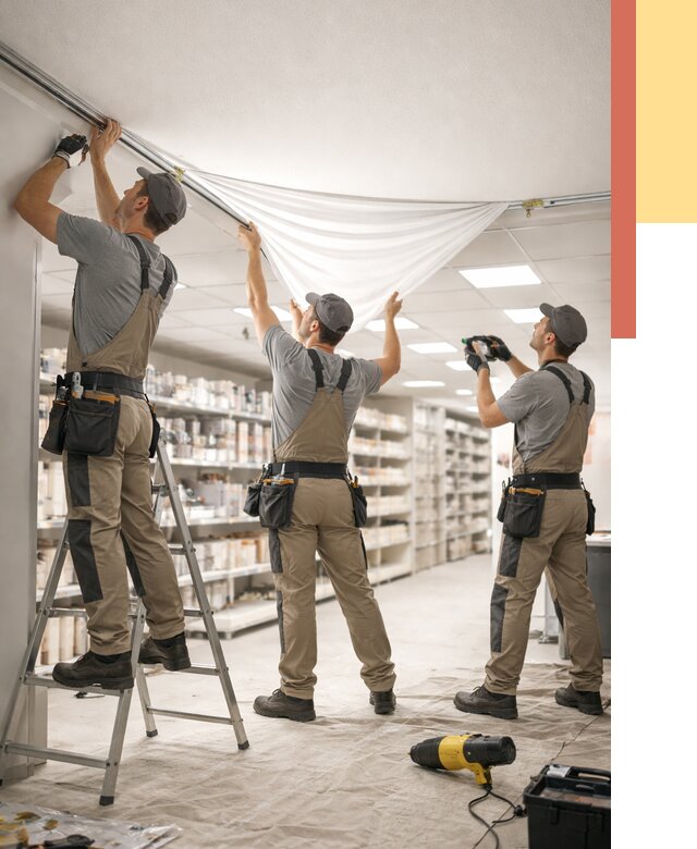 Монтаж натяжного потолка в магазине в Березниках от 4635 руб. быстро и недорого | ОТДЕЛОЧНИК-Брз