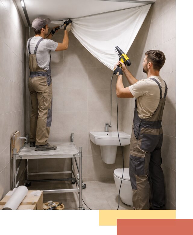 Монтаж натяжного потолка в санузле в Березниках