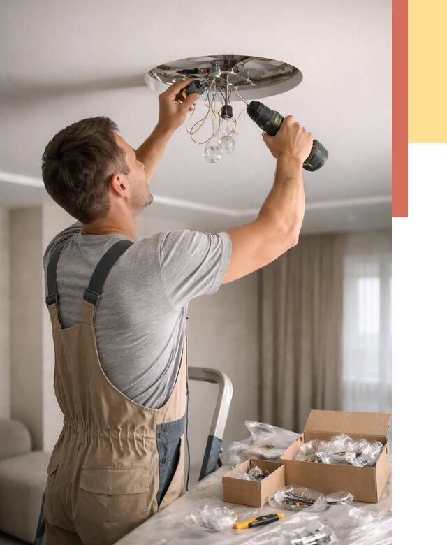 Установка люстры в натяжной потолок в Березниках от 1236 руб. | Быстро и недорого — ОТДЕЛОЧНИК-Брз