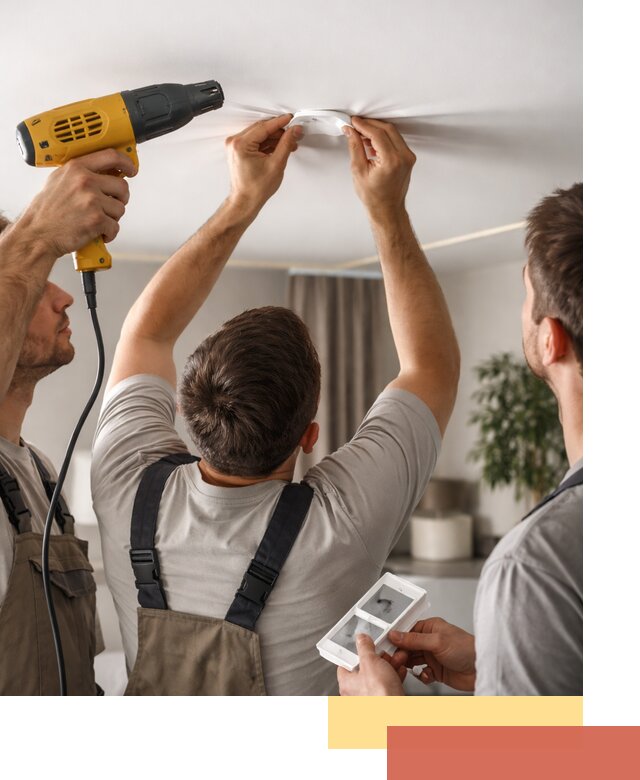 Ремонт прокола полотна натяжного потолка в Березниках