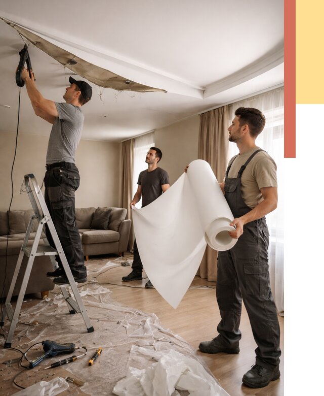 Замена полотна натяжного потолка в Березниках от 9784 руб. быстро и недорого | ОТДЕЛОЧНИК-Брз