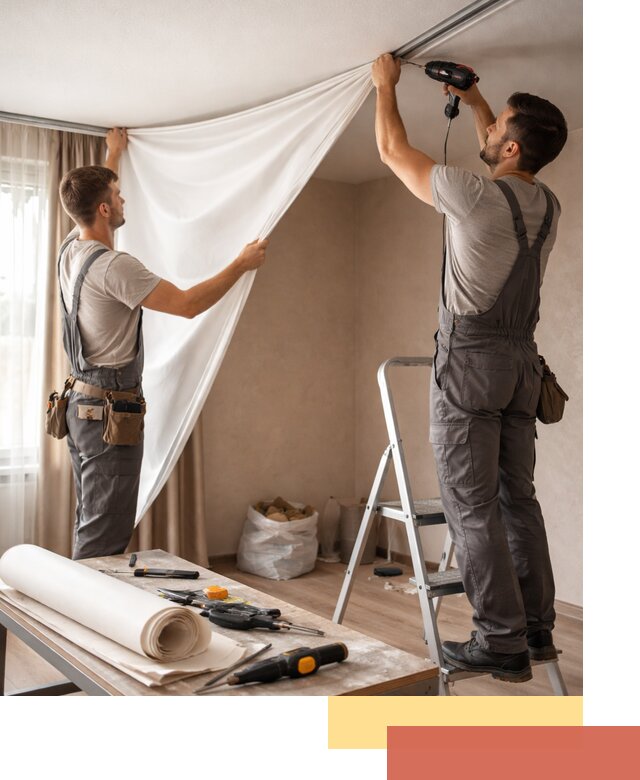 Замена полотна натяжного потолка в Березниках быстро и качественно