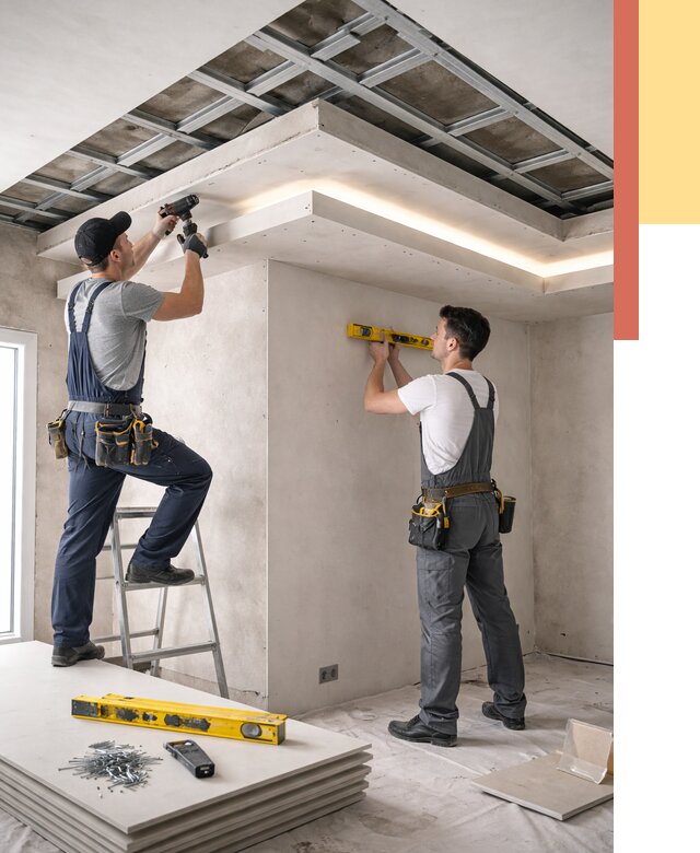 Двухуровневый потолок из гипсокартона в Березниках от 1493 руб. под ключ | ОТДЕЛОЧНИК-Брз