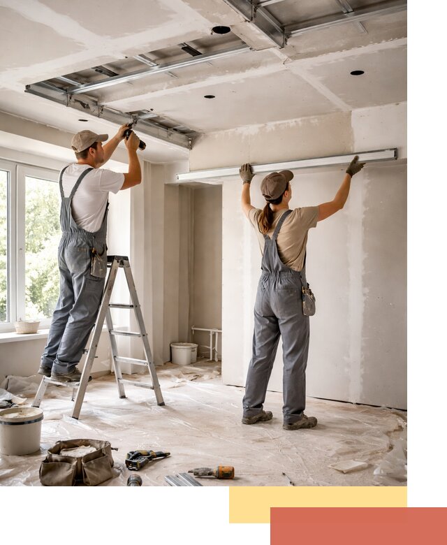 Монтаж многоуровневого потолка из гипсокартона в Березниках