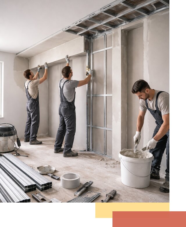 Монтаж потолка из гипсокартона с нишей в Березниках