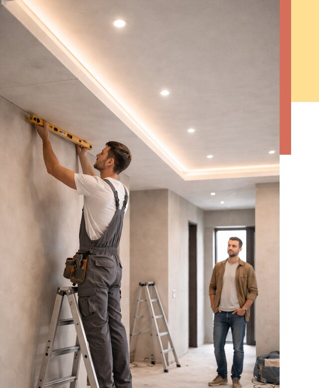 Потолок из гипсокартона с подсветкой в Березниках от 772 руб./м2 под ключ | ОТДЕЛОЧНИК-Брз