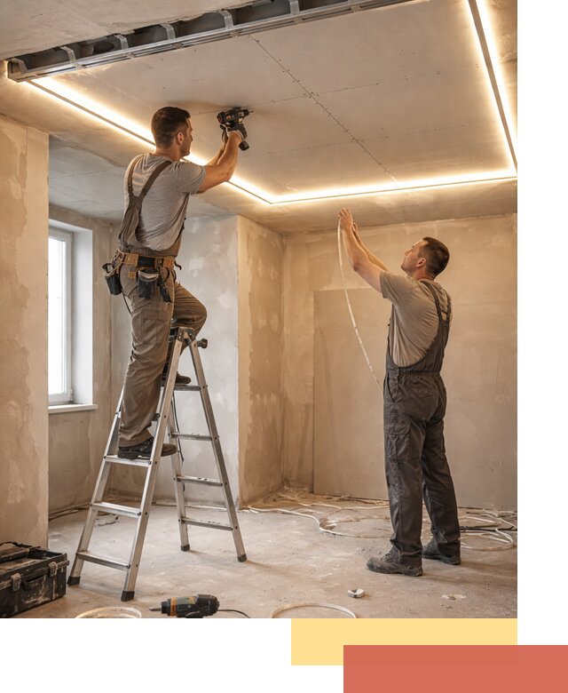 Потолок из гипсокартона с подсветкой в Березниках