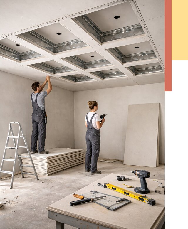 Кессонный потолок из гипсокартона в Березниках от 1905 руб. — монтаж и под ключ | ОТДЕЛОЧНИК-Брз