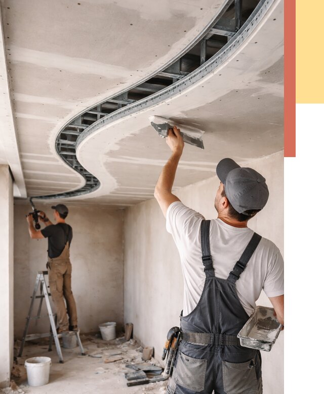 Криволинейный потолок из гипсокартона в Березниках от 2163 руб./м2 | ОТДЕЛОЧНИК-Брз