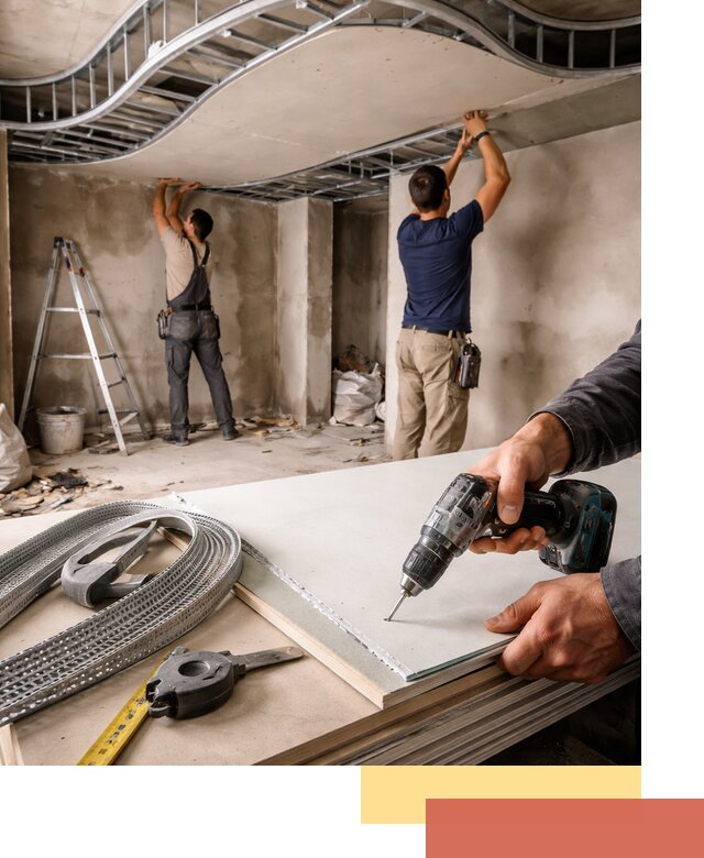 Криволинейный потолок из гипсокартона в Березниках — монтаж и отделка