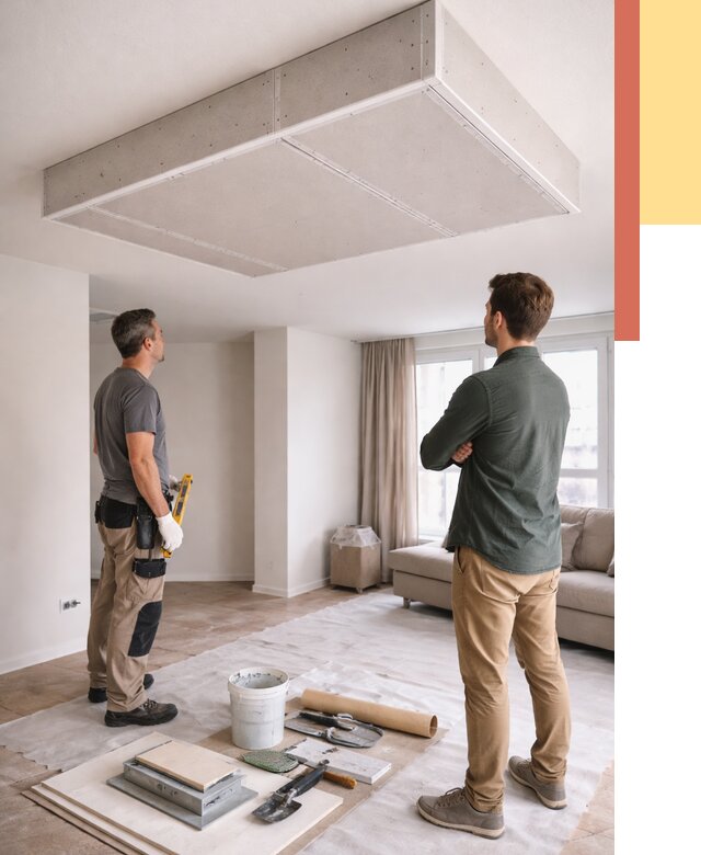 Короб на потолке из гипсокартона в Березниках от 2266 руб. — монтаж и услуги под ключ | ОТДЕЛОЧНИК-Брз