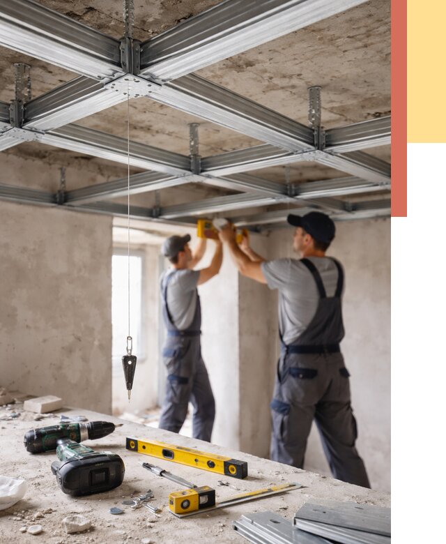 Монтаж каркаса потолка из профиля в Березниках от 4635 руб. — услуги ОТДЕЛОЧНИК-Брз