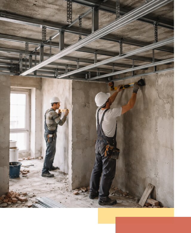 Монтаж каркаса потолка из профильного профиля в Березниках