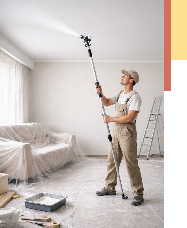 Покраска потолка краскопультом в Березниках от 4635 руб. быстро и недорого | ОТДЕЛОЧНИК-Брз