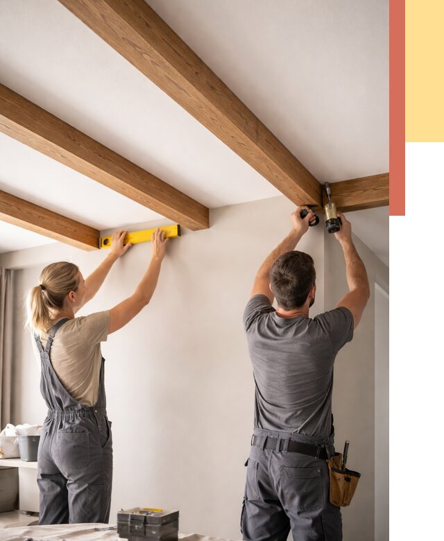 Монтаж декоративных балок на потолок в Березниках от 4326 руб. — ОТДЕЛОЧНИК-Брз