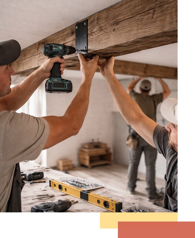 Монтаж декоративных потолочных балок в Березниках